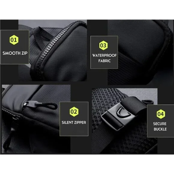 Mini Crossbody Sling Bag Chest Bag Dual Pocket Water Resistant Fanny - Picture 13 of 14